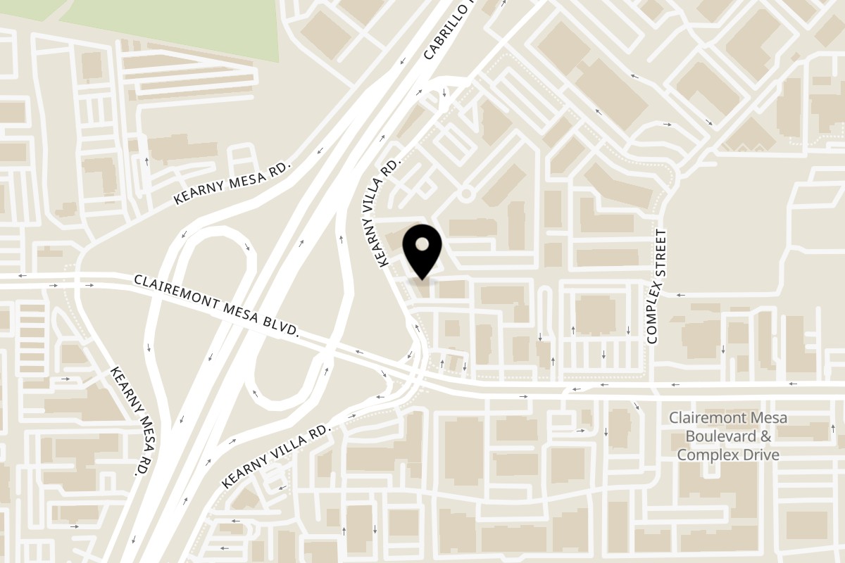 Map showing the location of Robataya Oton on 5447 Kearny Villa Rd in San Diego